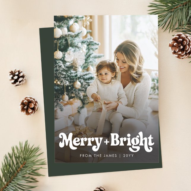 Cartes Pour Fêtes Annuelles Retro moderne Simple Photo Noël (Créateur téléchargé)