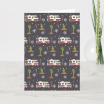 Retro Motorhome RV Camping Désert Noël Cactus