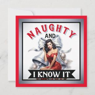 Cartes Pour Fêtes Annuelles Retro Naughty et moi le savons Christmas Pinup