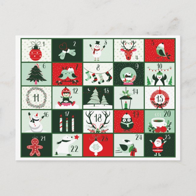 CARTES POUR FÊTES ANNUELLES RETRO NOËL AVENT 2023 (Devant)