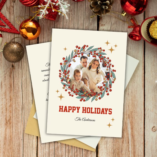 Cartes Pour Fêtes Annuelles Retro Noël Fête Personnalisée Photo & Message (Créateur téléchargé)