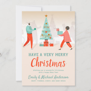 Cartes Pour Fêtes Annuelles Retro Noël Nouvel An Lettre Annuelle Numérique