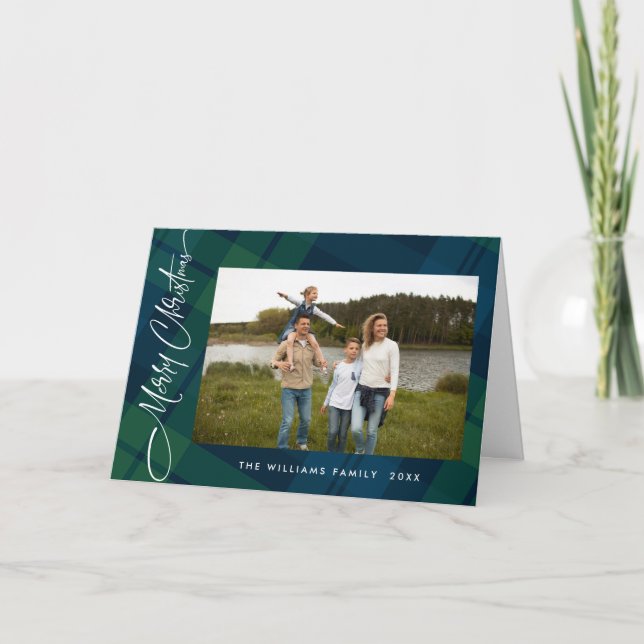 Cartes Pour Fêtes Annuelles Rétro Noël Plaid Un Accueil Photo (Devant)