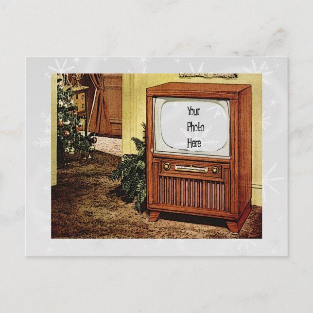 Cartes Pour Fêtes Annuelles Rétro Noël TV des années 1950 (Devant)