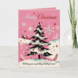 Cartes Pour Fêtes Annuelles Retro Noël Vintage : Xmas rose des années 50