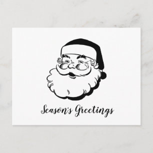 Cartes Pour Fêtes Annuelles Retro Père Noël White