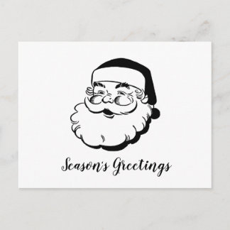 Cartes Pour Fêtes Annuelles Retro Père Noël White