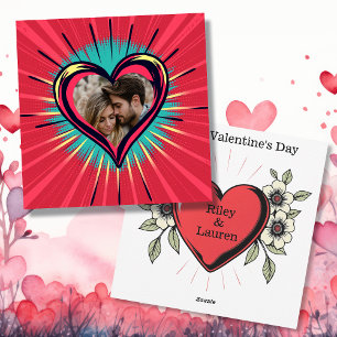 Cartes Pour Fêtes Annuelles Retro Pop Art Photo et noms Saint Valentin