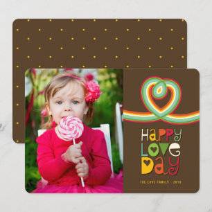 Cartes Pour Fêtes Annuelles Retro Rainbow Loop Happy Love Day Valentine Photo
