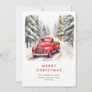 Cartes Pour Fêtes Annuelles Retro Red Farm Truck Country Noël Salutation