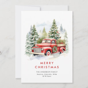 Cartes Pour Fêtes Annuelles Retro Red Farm Truck Country Noël Salutation