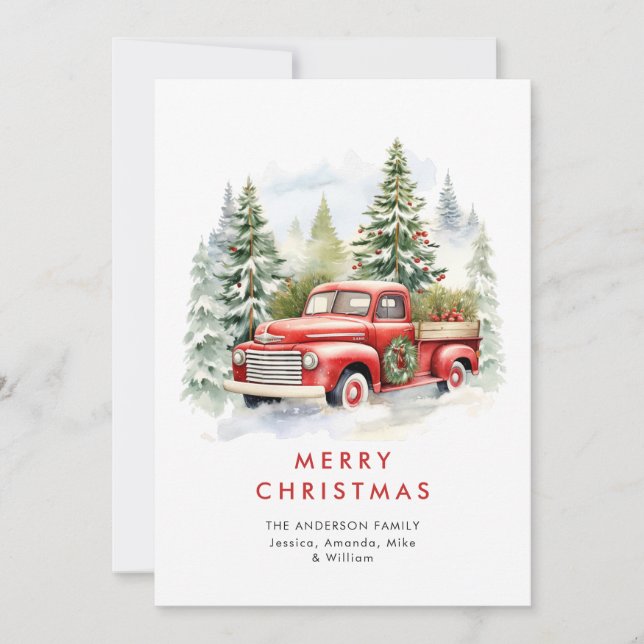 Cartes Pour Fêtes Annuelles Retro Red Farm Truck Country Noël Salutation (Devant)