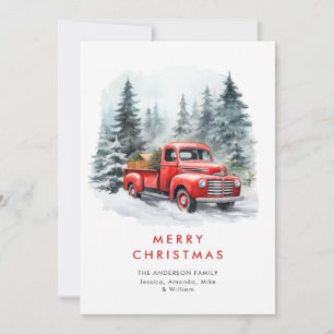 Cartes Pour Fêtes Annuelles Retro Red Farm Truck Country Noël Salutation