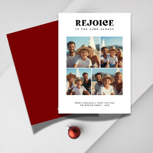 Cartes Pour Fêtes Annuelles Retro Rejoice Christian Religieux Photo de Noël
