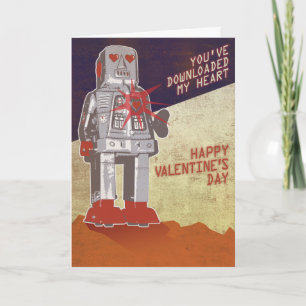 Cartes Pour Fêtes Annuelles Retro Robot - You've Downloaded My Heart ...