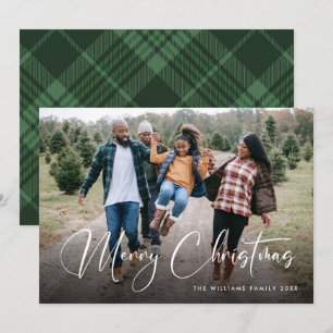 Cartes Pour Fêtes Annuelles Retro Sage Vert Noël Plaid Tartan Photo