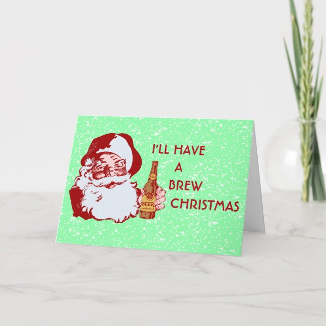 Cartes Pour Fêtes Annuelles Retro Santa Claus bière brasse Noël (Devant)