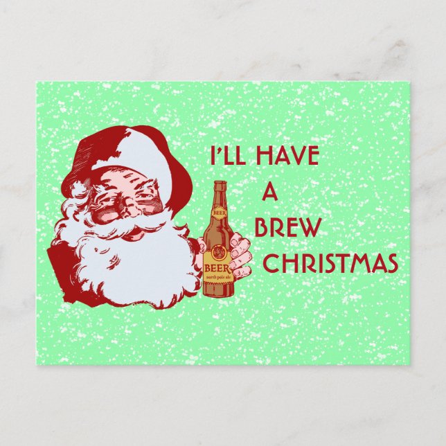 Cartes Pour Fêtes Annuelles Retro Santa Claus bière brasse Noël (Devant)
