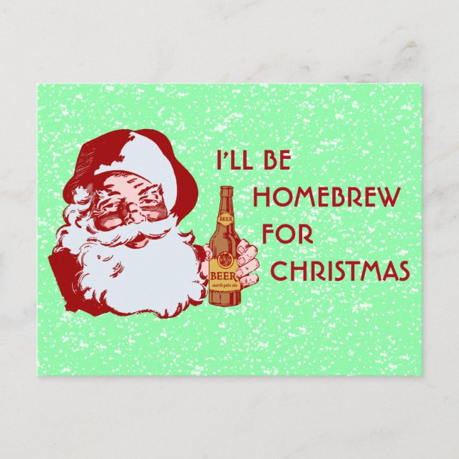 Cartes Pour Fêtes Annuelles Retro Santa Claus Bière Homebrew Noël (Devant)