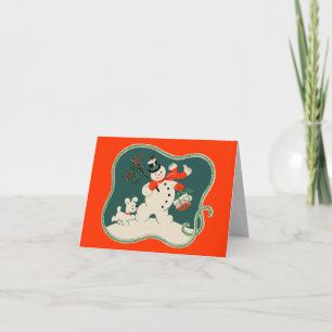 Cartes Pour Fêtes Annuelles Retro Snowman