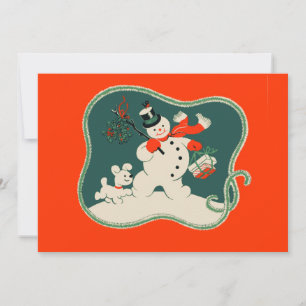 Cartes Pour Fêtes Annuelles Retro Snowman