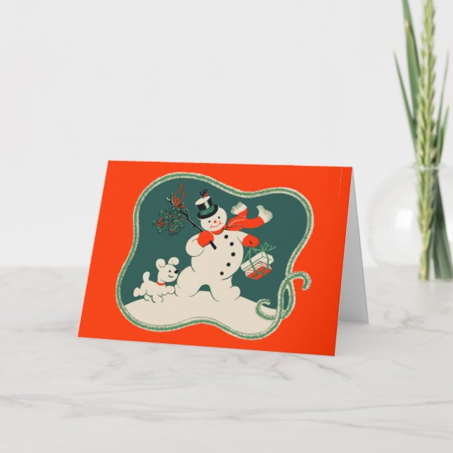 Cartes Pour Fêtes Annuelles Retro Snowman (Devant)