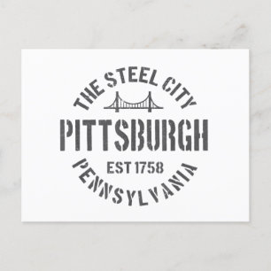 Cartes Pour Fêtes Annuelles Retro Steel City Pittsburgh Pennsylvania Yinz vint