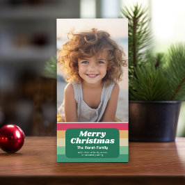 Cartes Pour Fêtes Annuelles Retro Stripe Noël photo verticale