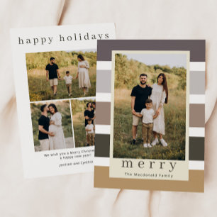Cartes Pour Fêtes Annuelles Retro Stripes Famille Noël 4 Photo