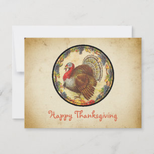 Cartes Pour Fêtes Annuelles Retro Stylish Turquie et Bon thanksgiving de raisi