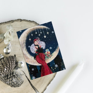 Cartes Pour Fêtes Annuelles Retro vintage art déco dame Noël