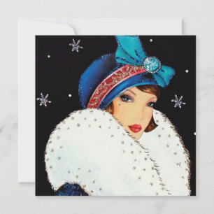 Cartes Pour Fêtes Annuelles retro vintage art déco lady ajouter un message