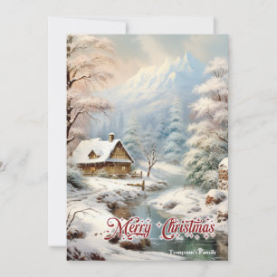 Cartes Pour Fêtes Annuelles Retro vintage classique confortable scène de monta