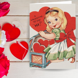 Cartes Pour Fêtes Annuelles Retro Vintage fille Custom Valentine's Day