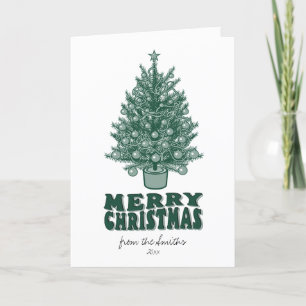 Cartes Pour Fêtes Annuelles Retro Vintage Green Christmas Tree non photo