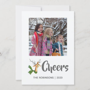 Cartes Pour Fêtes Annuelles Retro Vintage Reindeer Photo famille de Noël