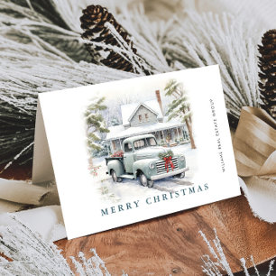 Cartes Pour Fêtes Annuelles Retro Vintage Sage Farm Truck Christmas Corporate