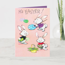 Cartes Pour Fêtes Annuelles Retro vintage vacances Pâques lapin
