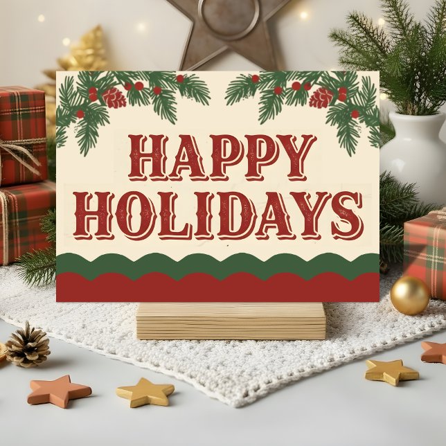 Cartes Pour Fêtes Annuelles Retro Western Happy Holidays Christmas (Créateur téléchargé)