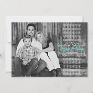 Cartes Pour Fêtes Annuelles Retro White Snowflake Band Holiday Photo Card