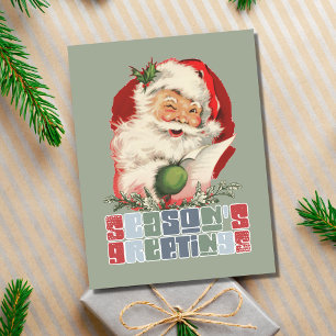 Cartes Pour Fêtes Annuelles Rétro Winking Père Noël Saison de voeux Noël