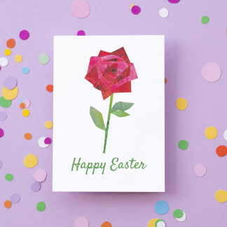 Cartes Pour Fêtes Annuelles Retrop Spring Rose Floral traditionnel Pâques