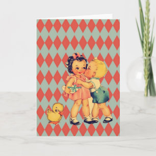 Cartes Pour Fêtes Annuelles Rétros enfants de cru de kitsch de Valentine