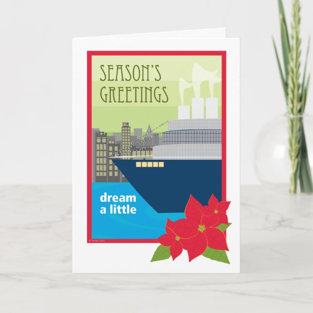 Cartes Pour Fêtes Annuelles Rêve de bateau de croisière de Noël (Devant)