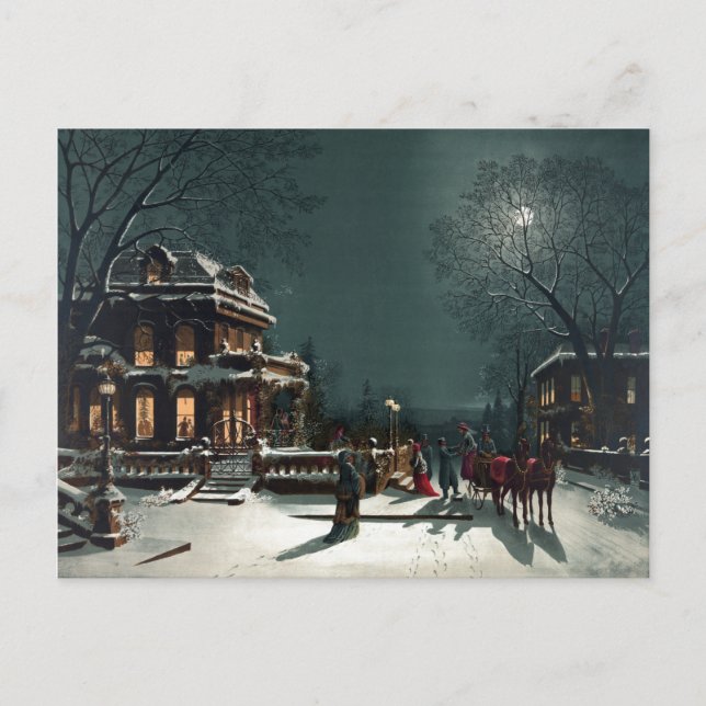 Cartes Pour Fêtes Annuelles Réveillon de Noël 1880 (Devant)