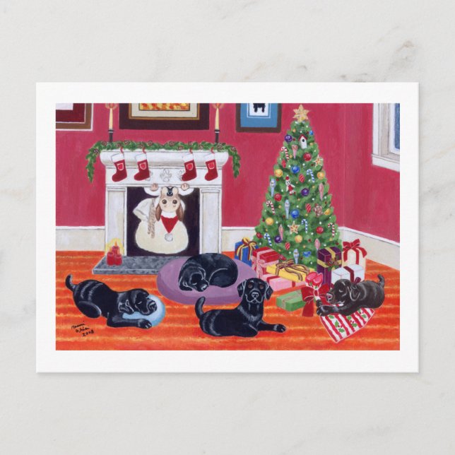 Cartes Pour Fêtes Annuelles Réveillon de Noël Labradors (Devant)