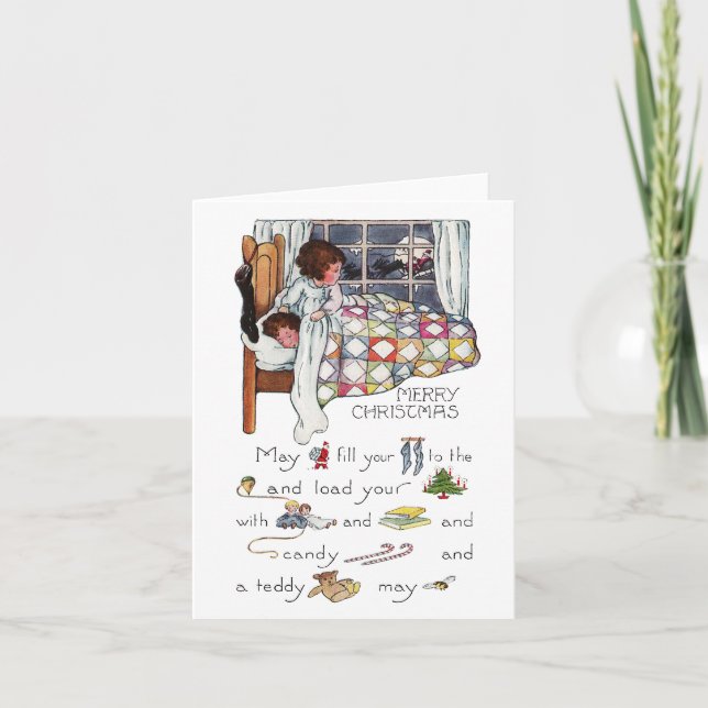 Cartes Pour Fêtes Annuelles Réveillon de Noël Rebus avec des filles sous (Devant)