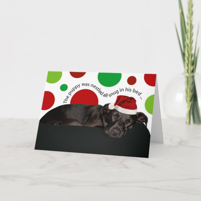 Cartes Pour Fêtes Annuelles Rêves de Noël de chiot (Devant)