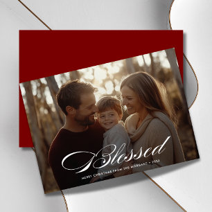 Cartes Pour Fêtes Annuelles Revêtement de famille Photo Noël Religieux Béni