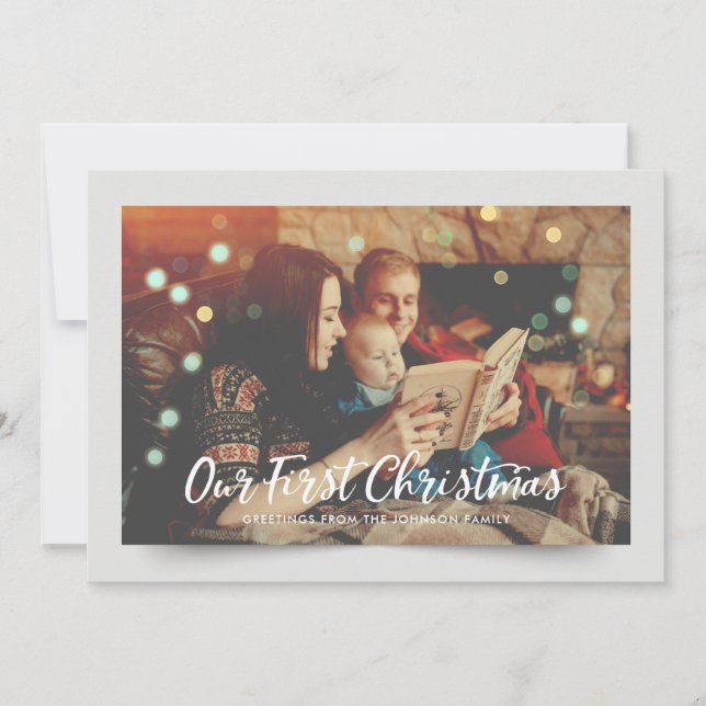Cartes Pour Fêtes Annuelles Revêtement de neige de la photo familiale  | Salut (Devant)